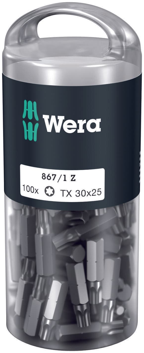 Набор бит 867/1 Z DIY 100 TORX 30 вязкая твердость хвостовик 1/4 C 6.3 TX 30X25 мм 100 шт с держателем-еврослот