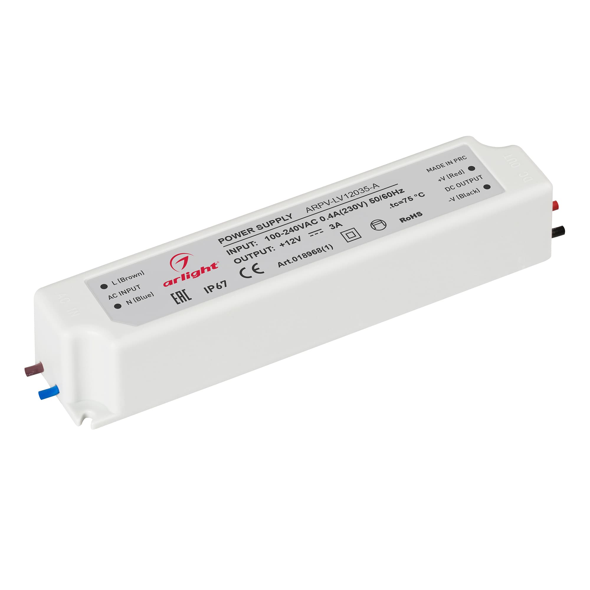 Блок питания ARPV-LV12035-A (12V, 3.0A, 36W) ( IP67 Пластик, 3 года)