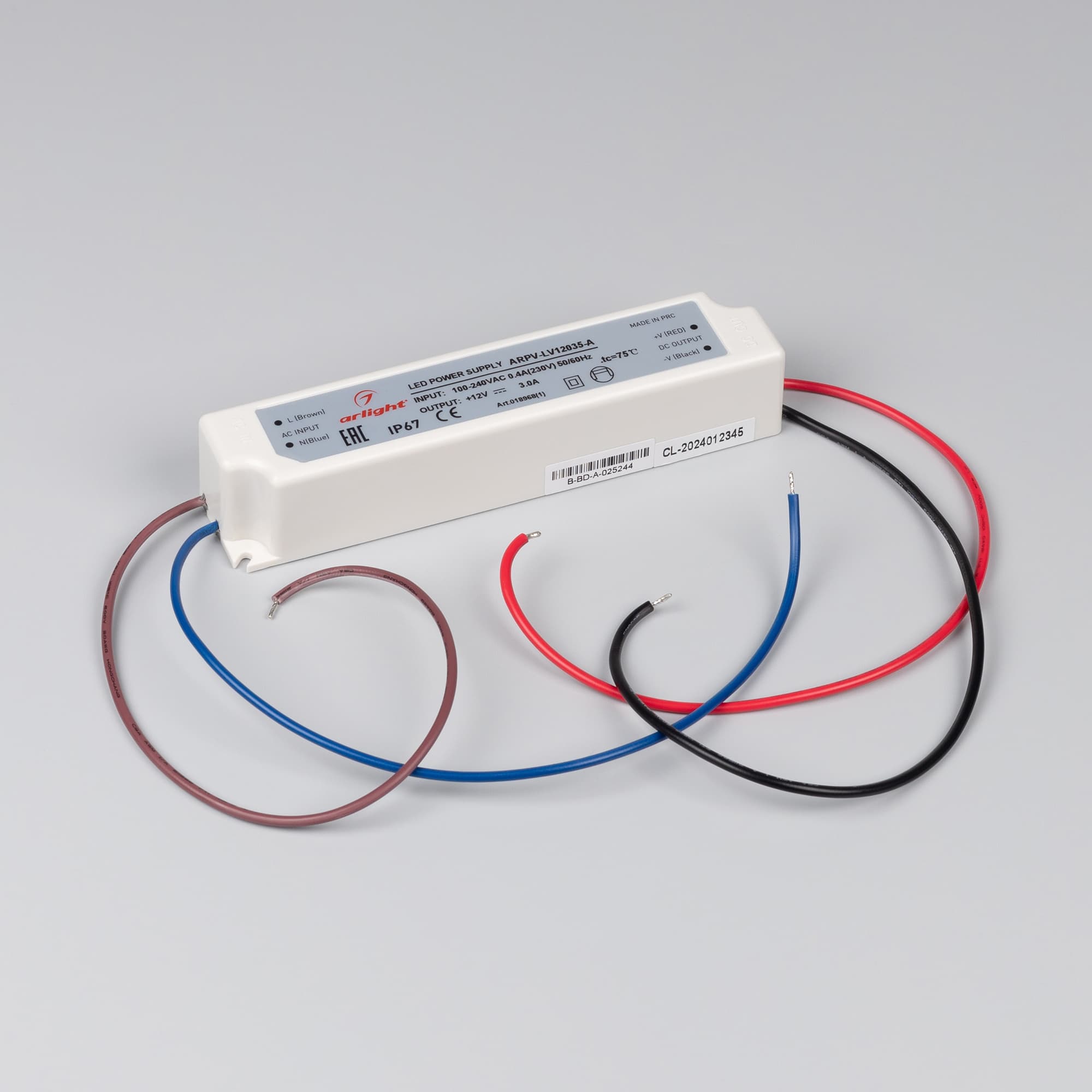 Блок питания ARPV-LV12035-A (12V, 3.0A, 36W) ( IP67 Пластик, 3 года)