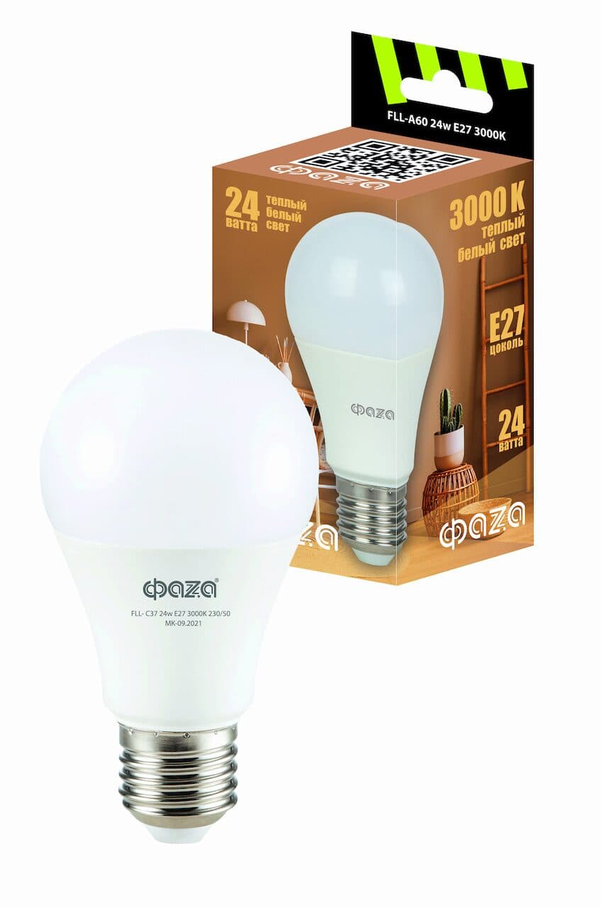 Лампа светодиодная LED 24Вт E27 3000K груша 230/50