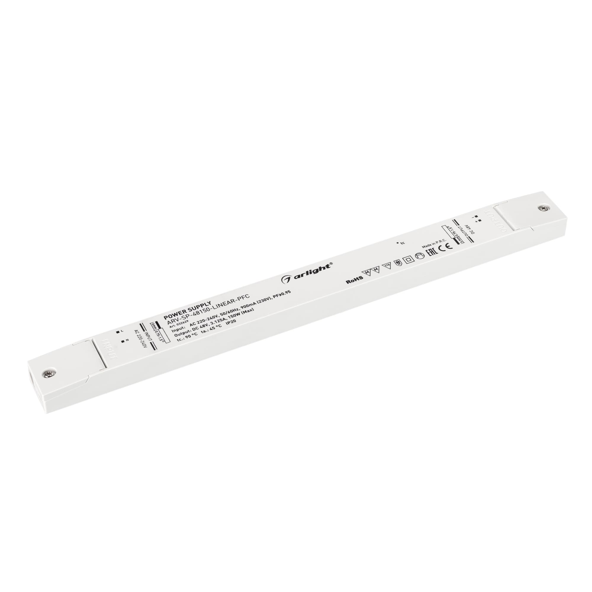 Блок питания ARV-SP-48150-LINEAR-PFC (48V, 3.125A, 150W) ( IP20 Пластик, 5 лет)