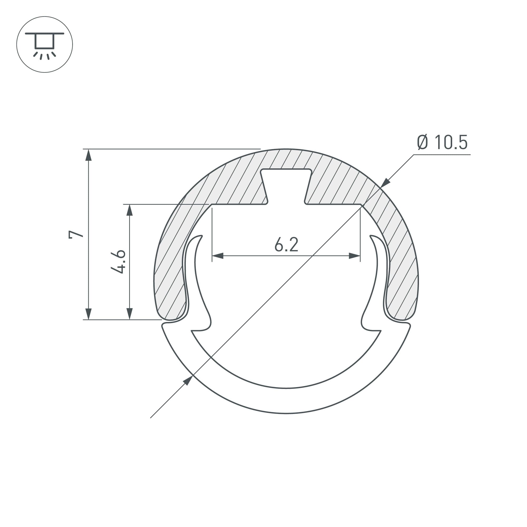 Профиль ROUND-D10.5-2000 ANOD (ARL, Алюминий)