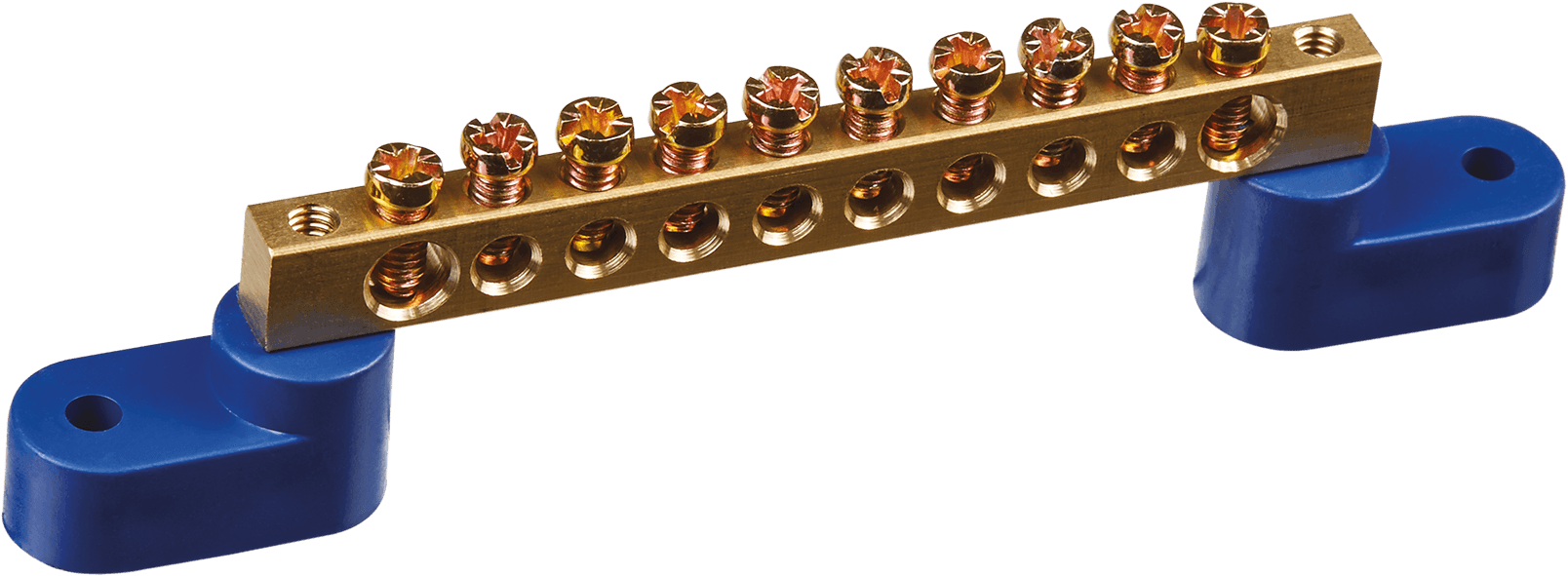 Шина «N» нулевая на двух угловых изоляторах синий OBB-M69-10C2-B