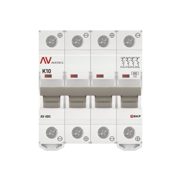 Выключатель автоматический AV-6 DC 4P 10A (K) 6kA AVERES