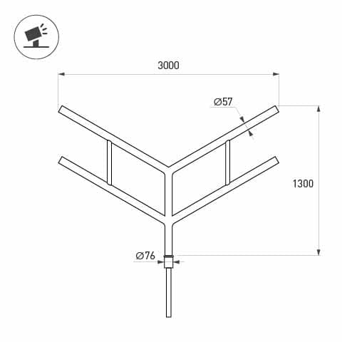Кронштейн OXOR-SY4-3000x76-L1300 BLACK (Arlight, Сталь)