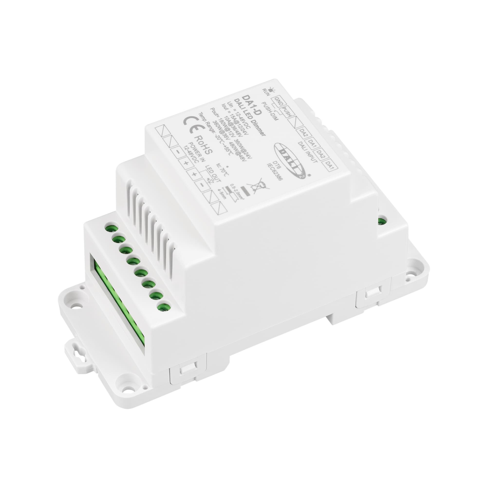 Диммер INTELLIGENT ARLIGHT SMART-DALI2-301-72-ADDR-DIM-PS-DIN-White 12-48V, 1x15A, IP20, пластик, 5 лет