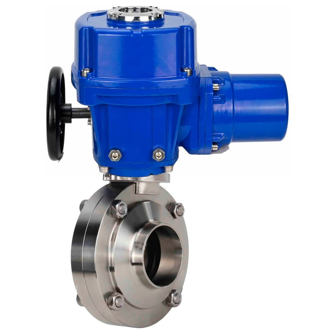Затвор дисковый поворотный 304-304-Sil-2W-W-H Ду15 Ру10 под приварку, корпус пищевая нержавеющая сталь 304, уплотнение Silicon, с электроприводом QT-W (M)-005 220В