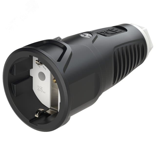 Розетка каб 16A/250V/2P+E/IP20 корпус черный, маркер белый