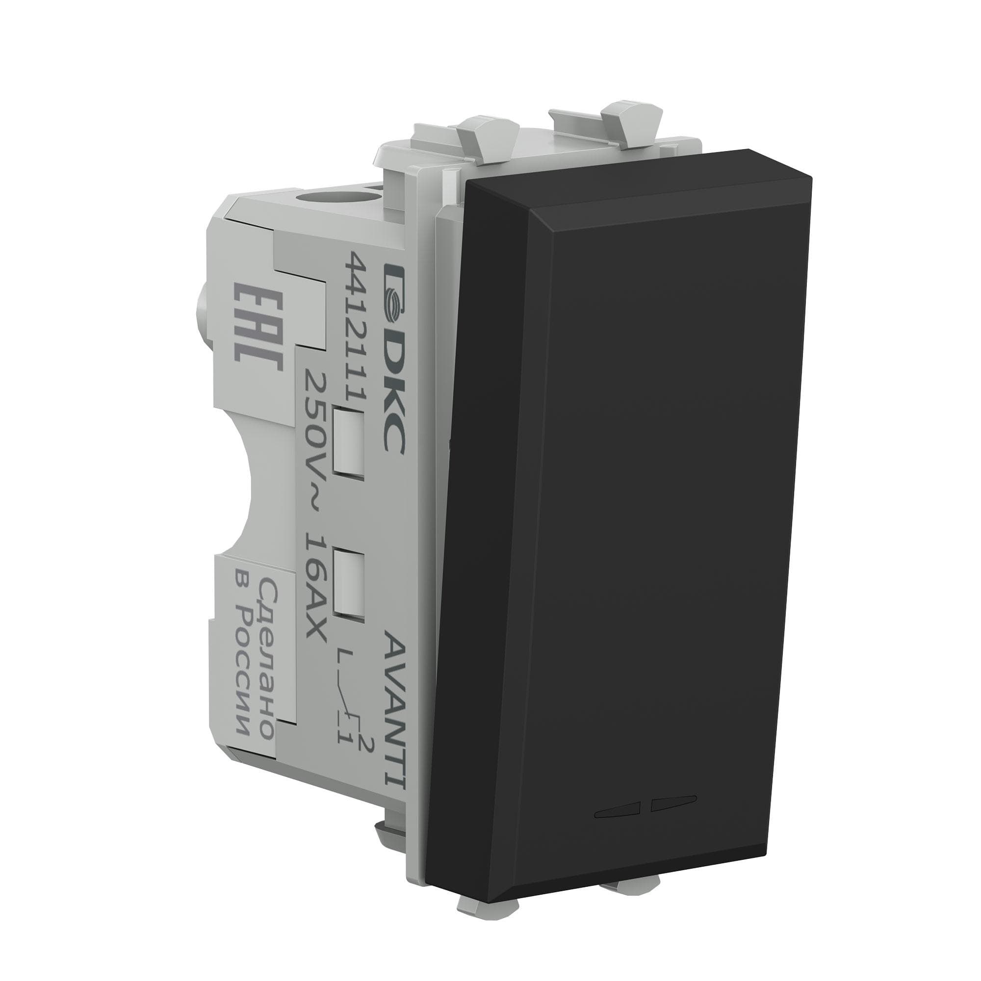 Переключатель модульный, Avanti, черный матовый, 1 модуль