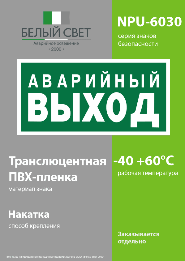 Знак безопасности NPU-6030.E23''Аварийный выход''