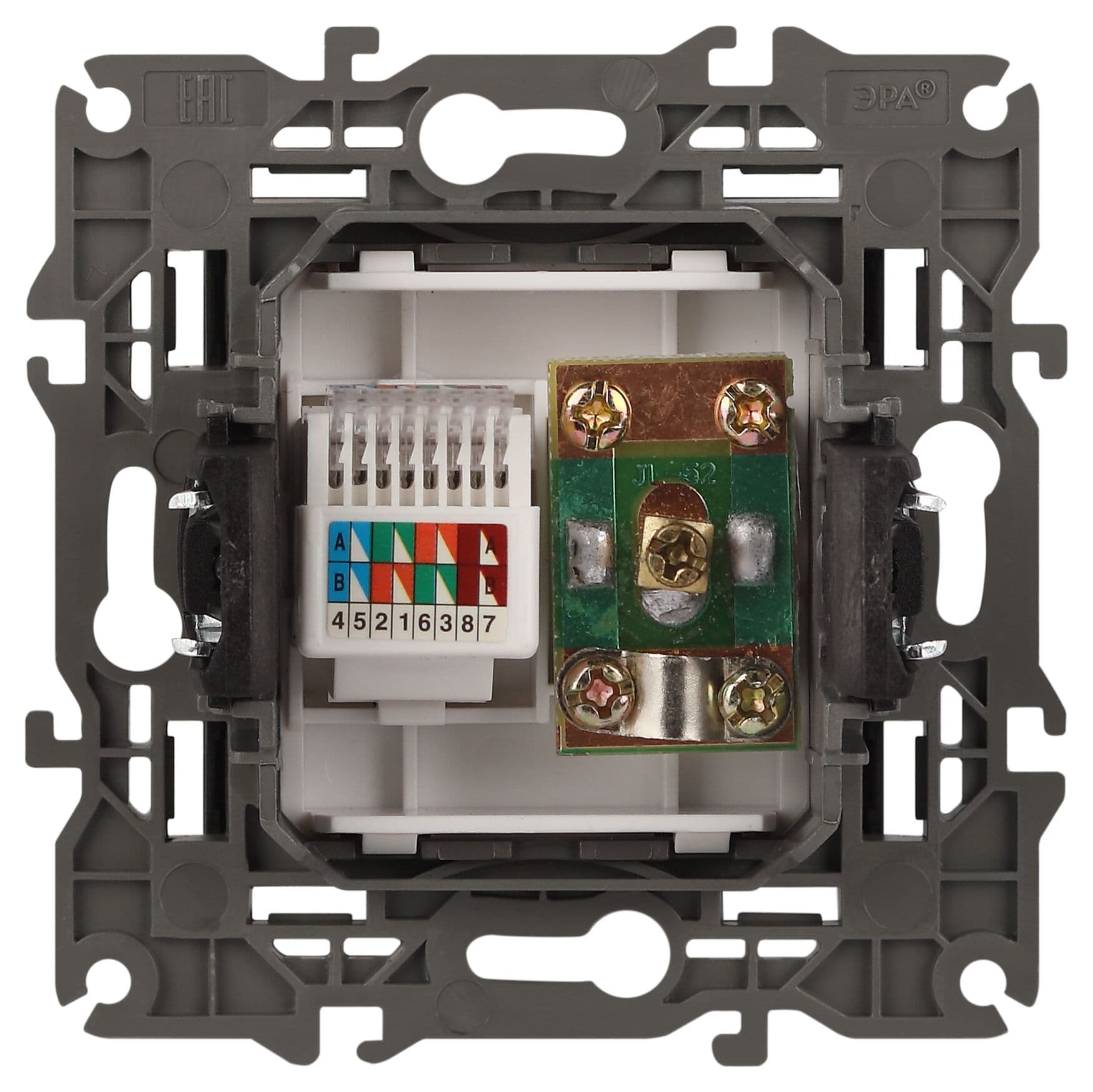 Розетка RJ45+TV, Эра Elegance, антрацит, 14-3110-05