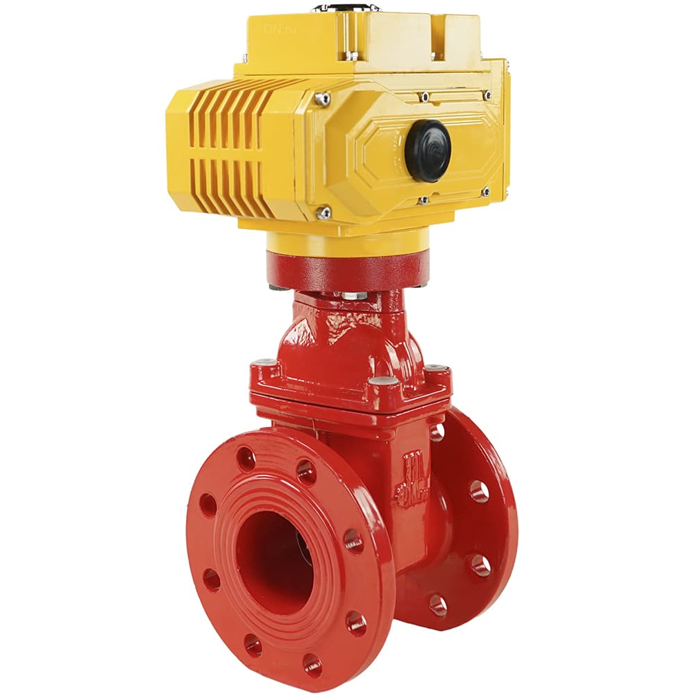 Задвижка клиновая 30ч939р с обрезиненным клином красная GGG50-EPDM-F4-RED Ду80 Ру16 110-120 град. с электроприводом M100-380, 380 В