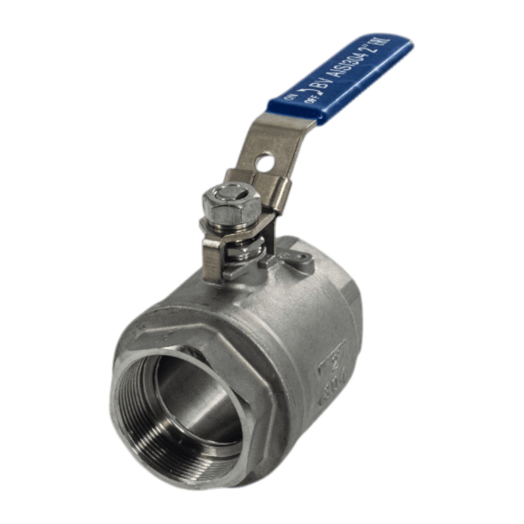 Кран шаровый муфтовый двусоставной с фиксатором нержавеющий (2PC), AISI304 DN50 (2'), (CF8), PN40