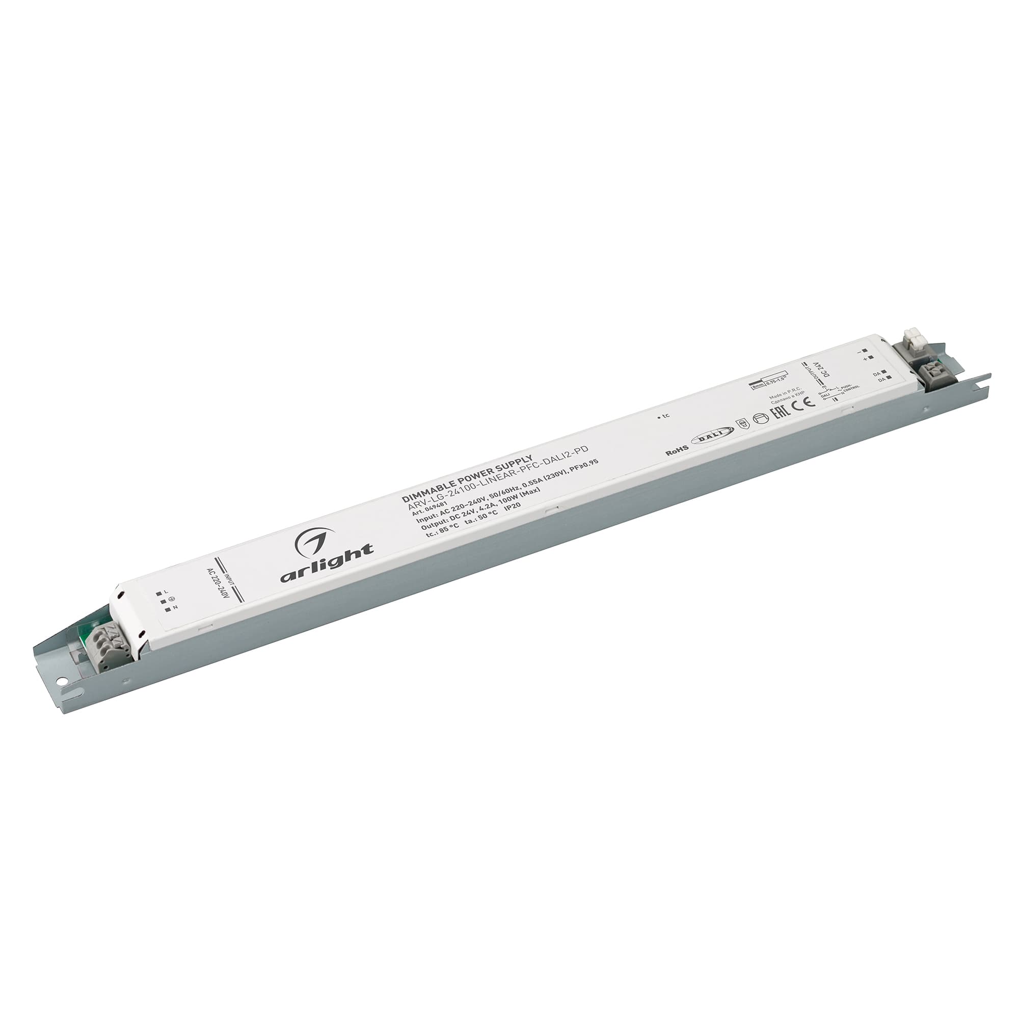Блок питания ARV-LG-24100-LINEAR-PFC-DALI2-PD (24V, 4.2A, 100W) (ARL, IP20, металл, 5 лет)