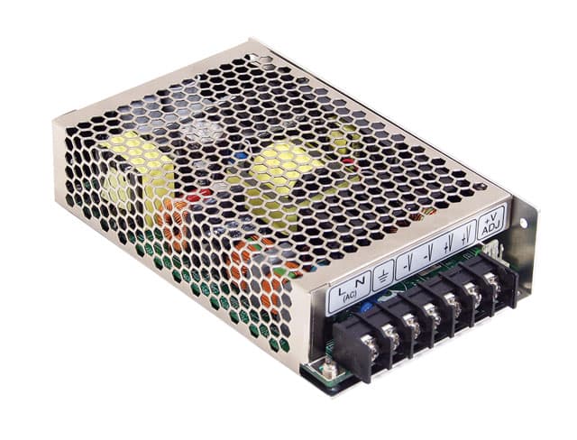 Блок питания AC-DC, 150Вт, вход 85...264V AC, 47...63Гц -120...370В DC, выход 24В-0...6.5A, рег. вых ±15%Uном, изоляция 3000В AC, в кожухе, c корректором коэф. мощности, режим SB выход 5В-0,3А