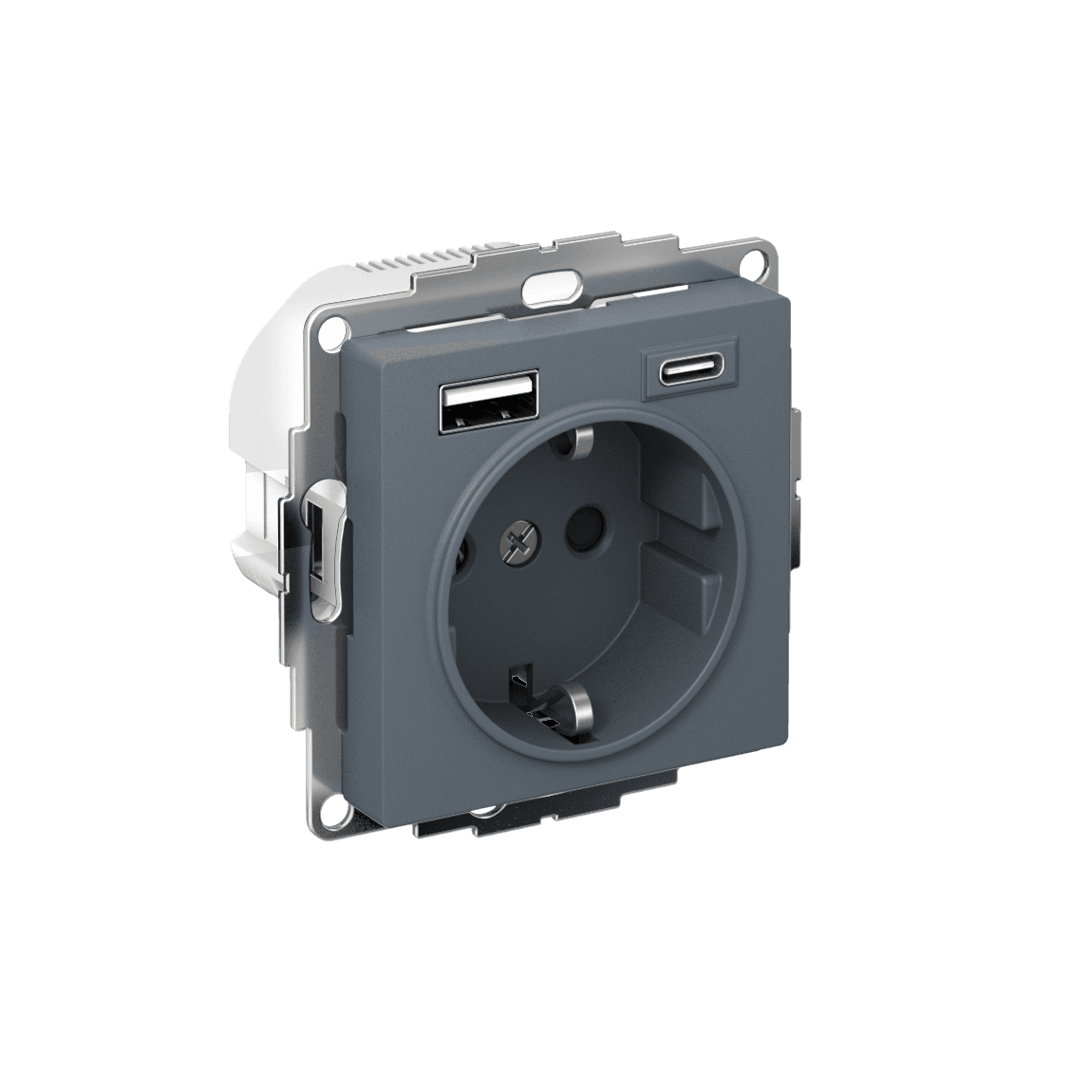 ATLASDESIGN РОЗЕТКА 16А c 2 USB A+C, 5В/2,4А/3,0А, 2х5В/1,5А, механизм, ГРИФЕЛЬ