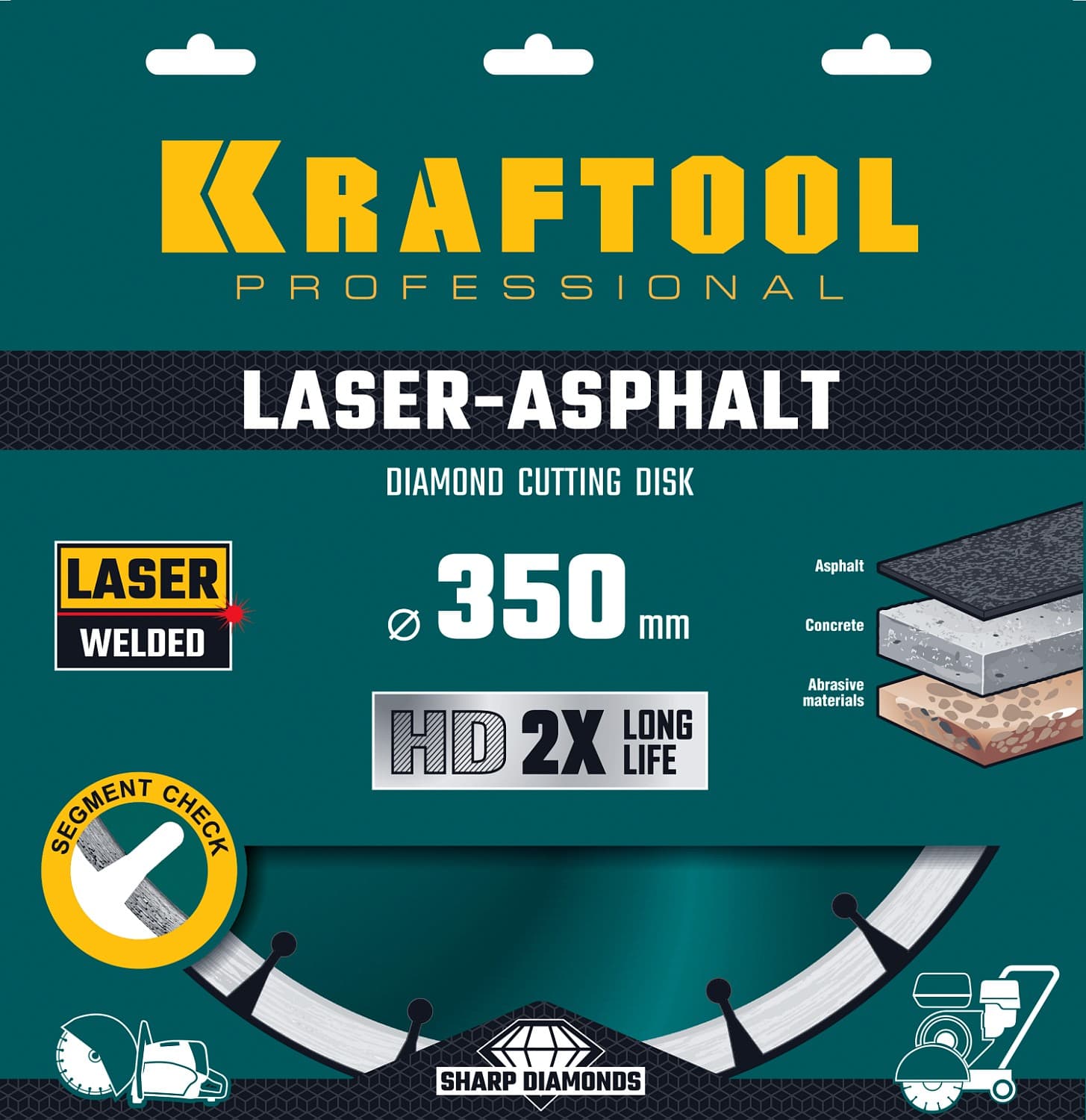 Диск алмазный отрезной по асфальту, LASER-ASPHALT 350 мм