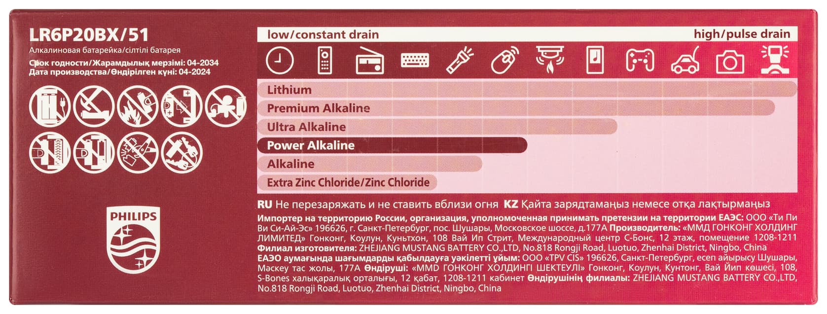 Элемент питания алкалиновый LR6P20BX/51 АА 1,5v 20 шт. LR6-20BL Power