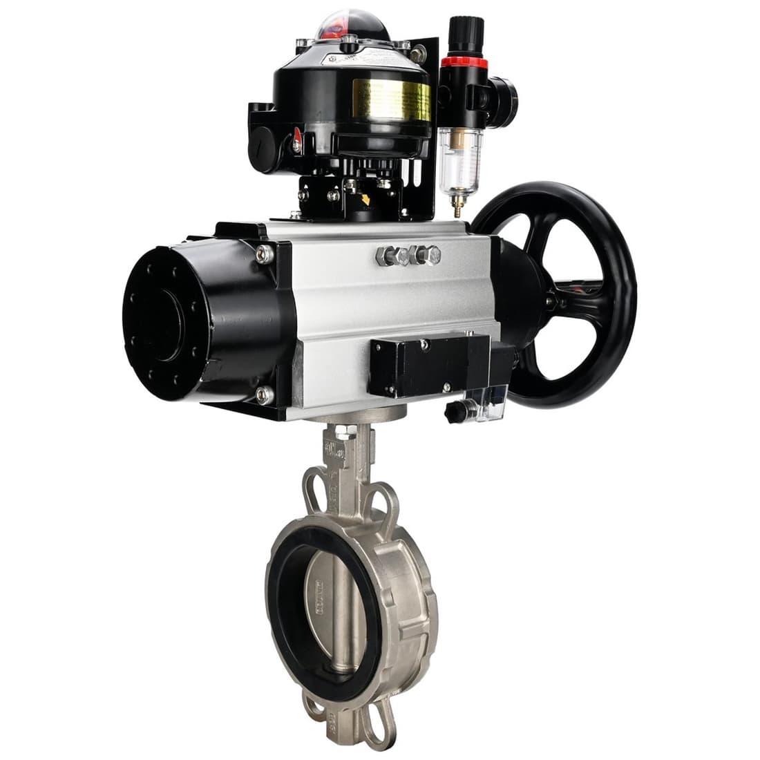 Затвор дисковый поворотный 304-304-VITON-2W-Fb-H Ду150 Ру16 межфланц, корпус нерж.сталь 304, диск нерж.сталь 304, VITON, пн.привод DA-105, пн.распредел PND2-S1EM-52-1NC-J08-24VDC NAMUR, БКВ LSB-410-02ExM12-250 и БПВ