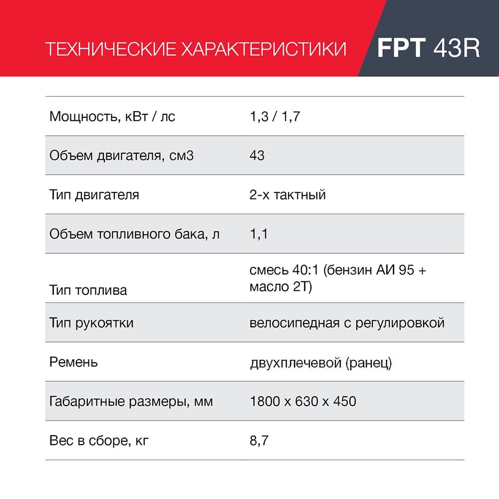 Триммер бензиновый FPT 43R