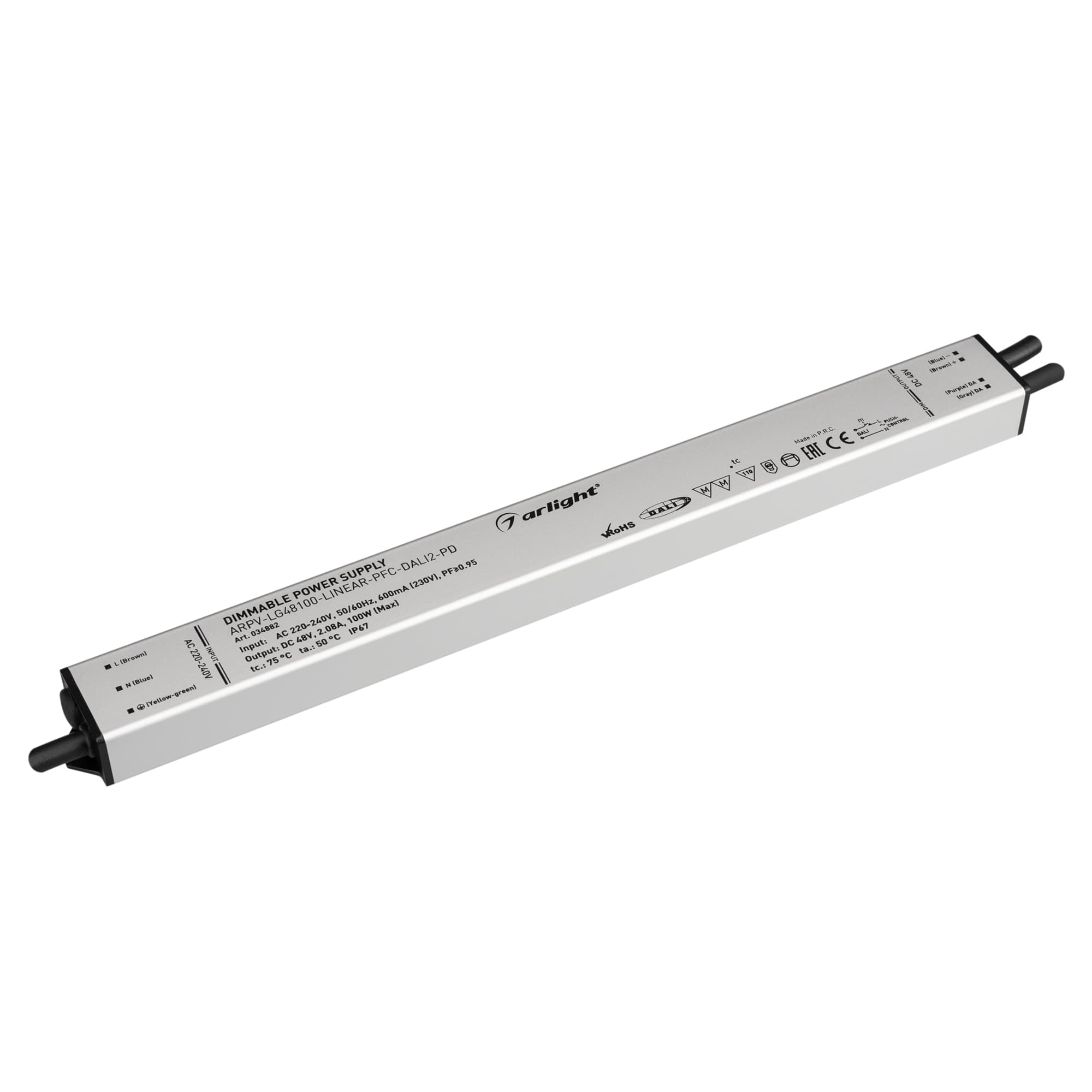 Блок питания ARPV-LG48100-LINEAR-PFC-DALI2-PD (48V, 2.08A, 100W) ( IP67 Металл, 5 лет)