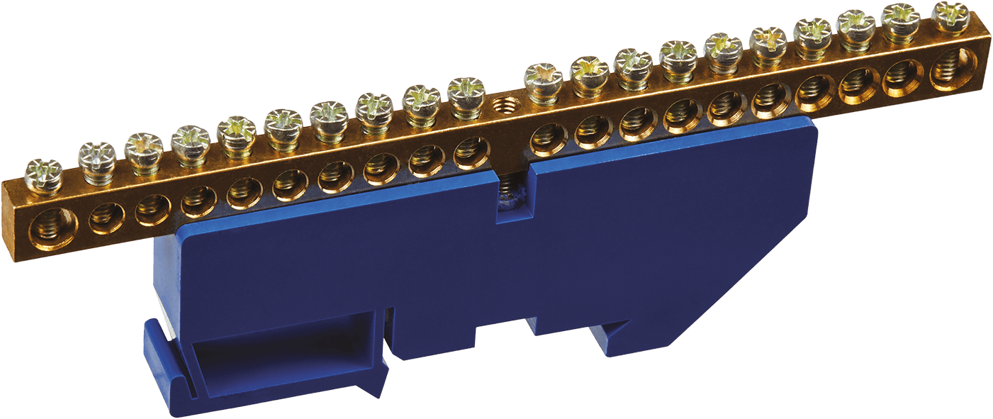 Шина «N» нулевая на DIN-изоляторе синий OBB-M69-20D-B