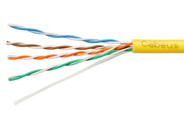 Витая пара UTP (U/UTP), категория 5e, 4 пары (24 AWG), одножильный, PVC нг(А)-LS, желтый (50 м)