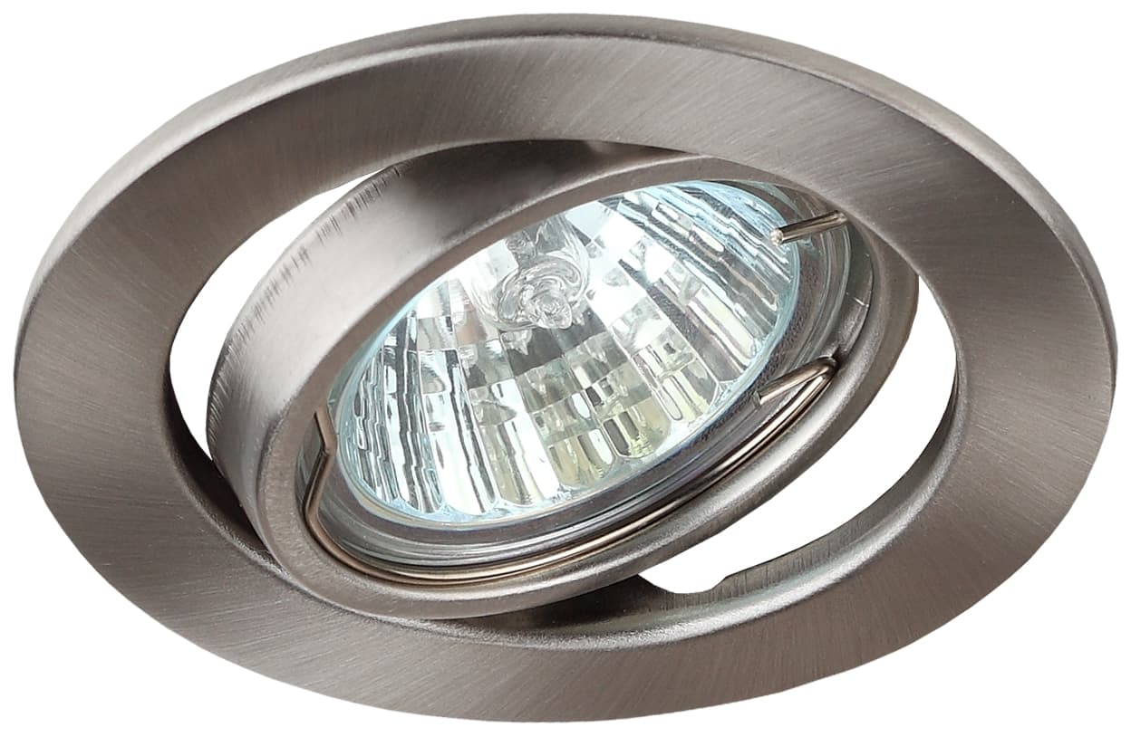 Светильник штампованный поворотный MR16,12V/220V, 50W сатин никель ST2A SN