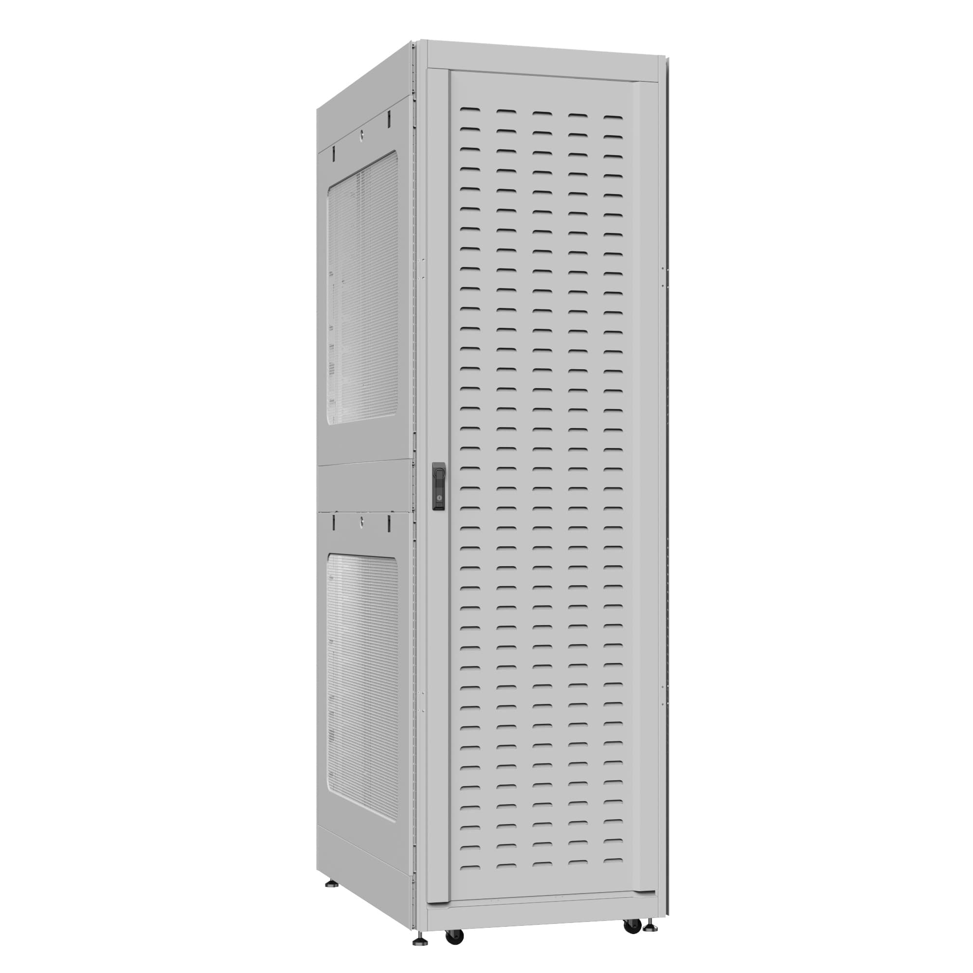 Шкаф серверный 42U 800х1200 передняя дверь: протект IP41. задняя дверь: одностворчатая перфорированная IP20. боковые панели: перфорированные. цвет: серый RAL7035