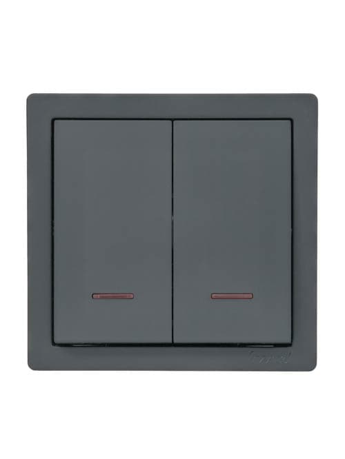 LETO Выключатель двойной с подсветкой графит  Lezard  752-3400-112
