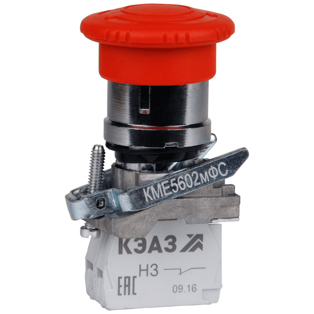 Кнопка КМЕ5112мФС-красный-1но+2нз-гриб-IP40