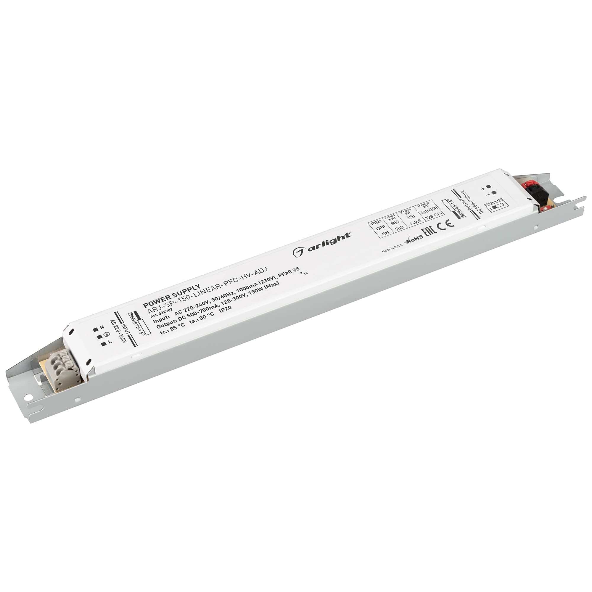 Блок питания ARJ-SP-150-LINEAR-PFC-HV-ADJ (150W, 500-700mA) ( IP20 Металл, 5 лет)