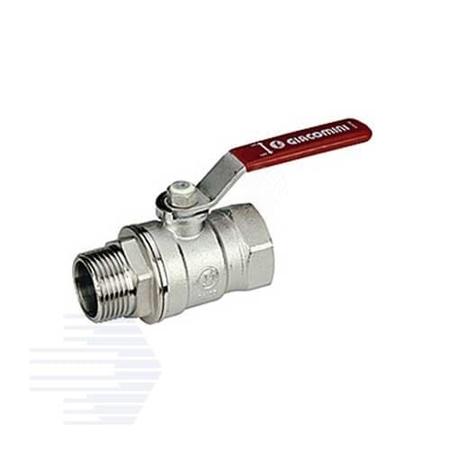 Кран шаровой хромированный R254DL Ду 32 1 1/4' Ру35 ВН рычаг красный