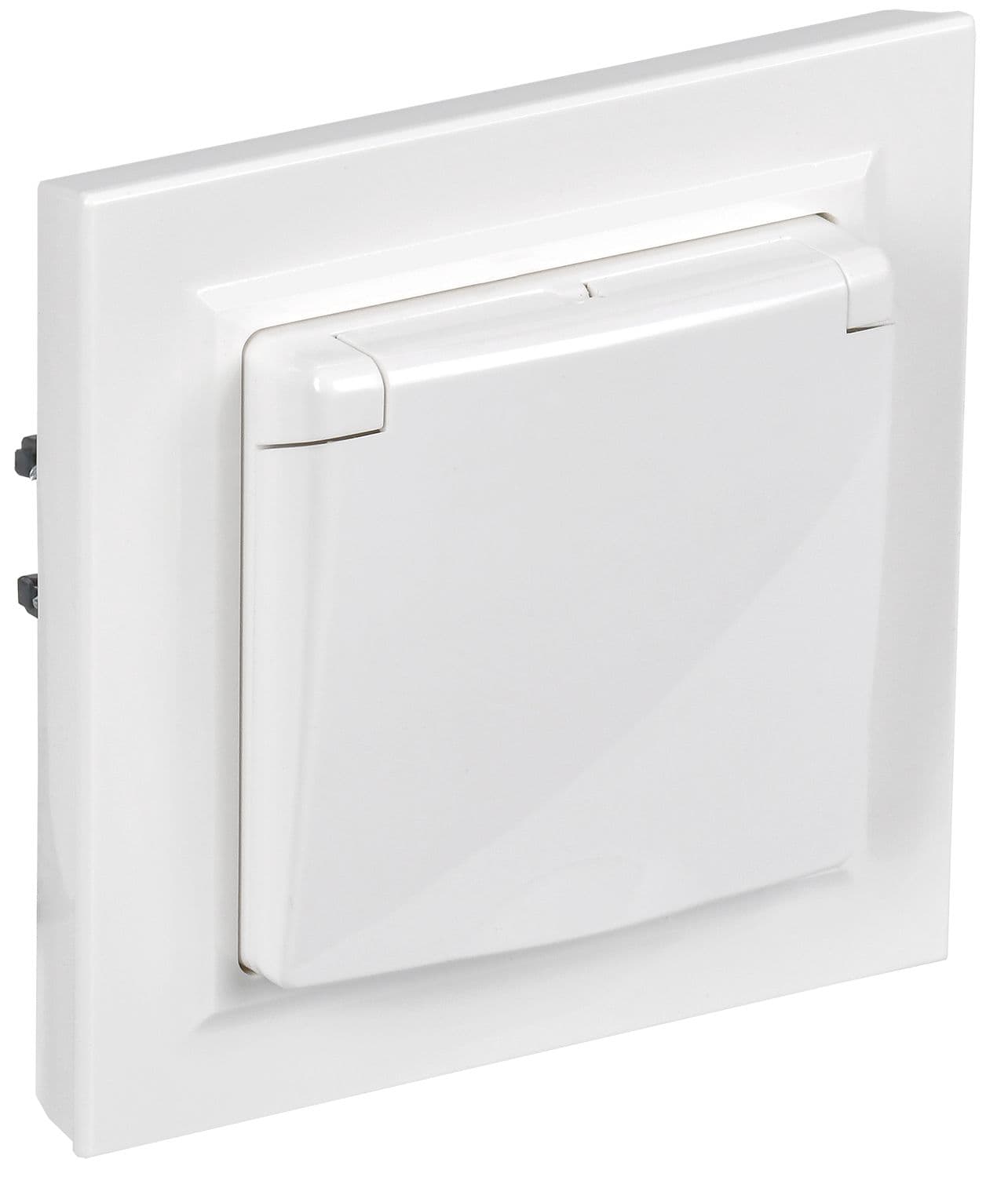 BRITE Розетка 1-местная с заземлением с защитными шторками и крышкой 16А IP44 в сборе               РСбш10-3-44-БрБ белый