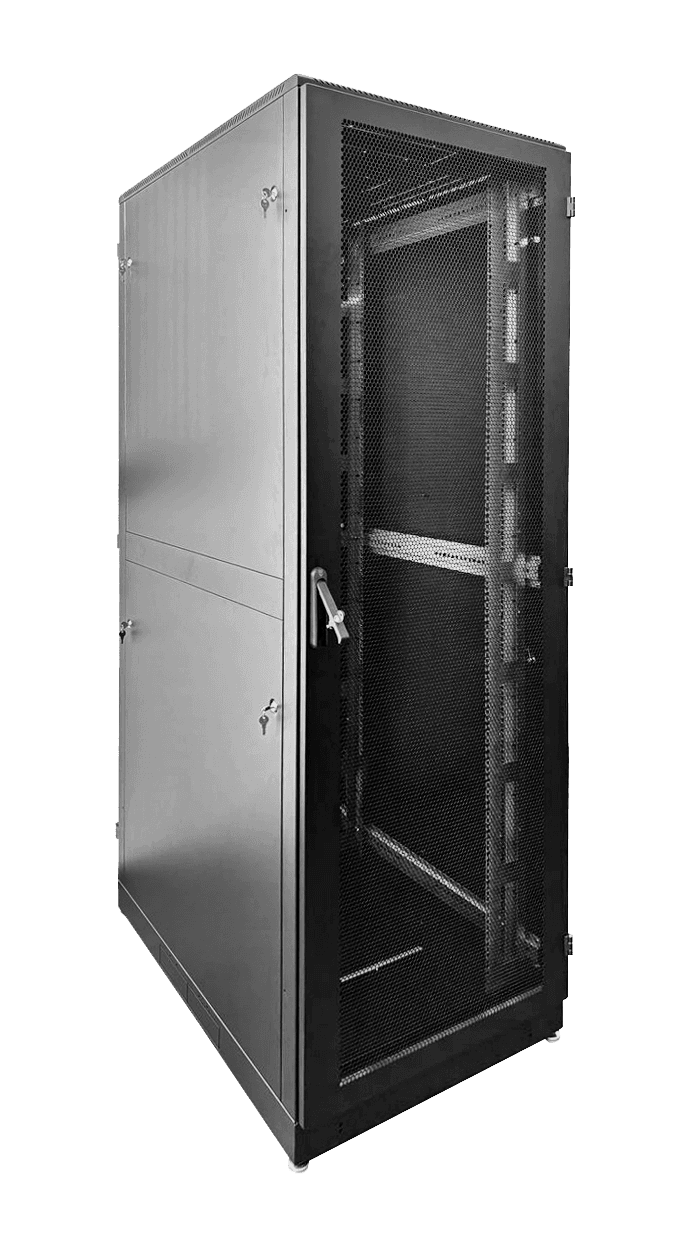 Шкаф серверный напольный 48U (600 х 1000) дверь перфорированная 2 шт., чёрный