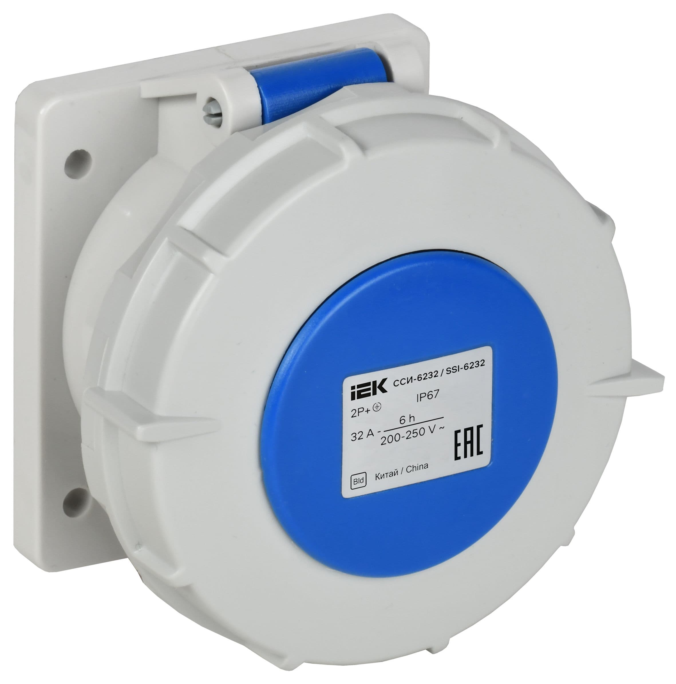 Розетка встраиваемая прямаяССИ-6232 32А-6ч 220В 2P+PE IP67 IEK