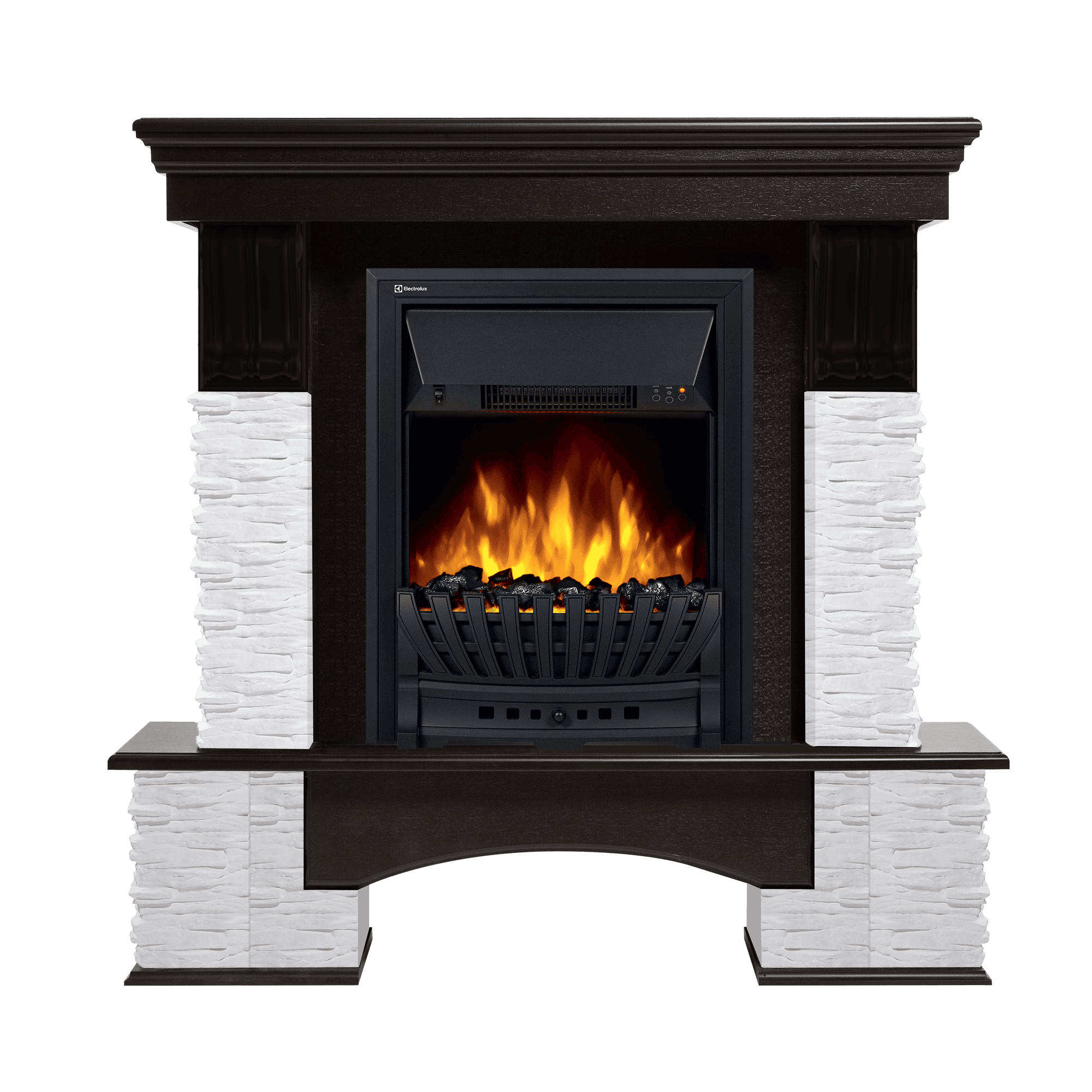 Портал для камина Pietra Nuovo Classic из камня белый сланец и шпон темный дуб