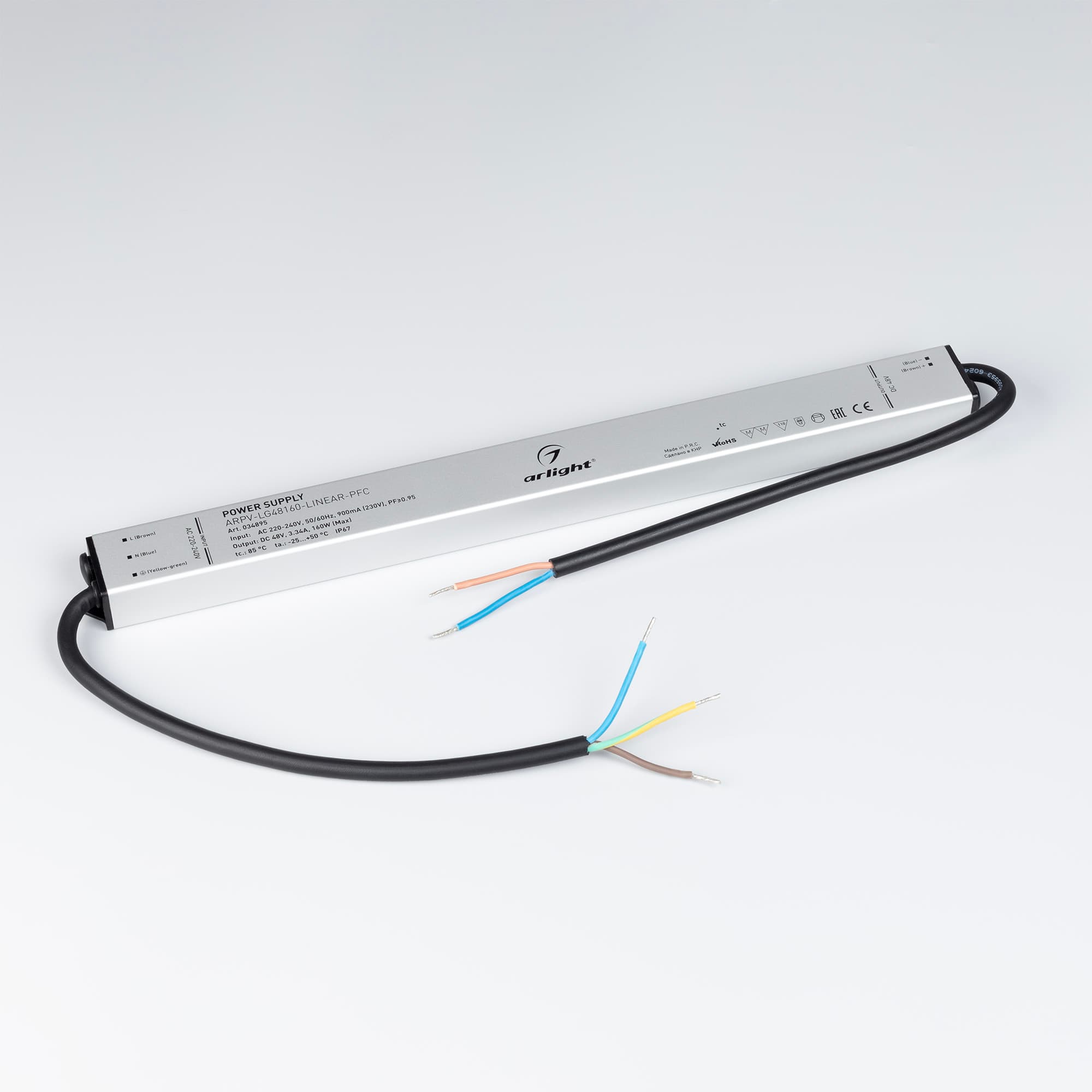 Блок питания ARPV-LG48160-LINEAR-PFC (48V, 3.34A, 160W) ( IP67 Металл, 5 лет)