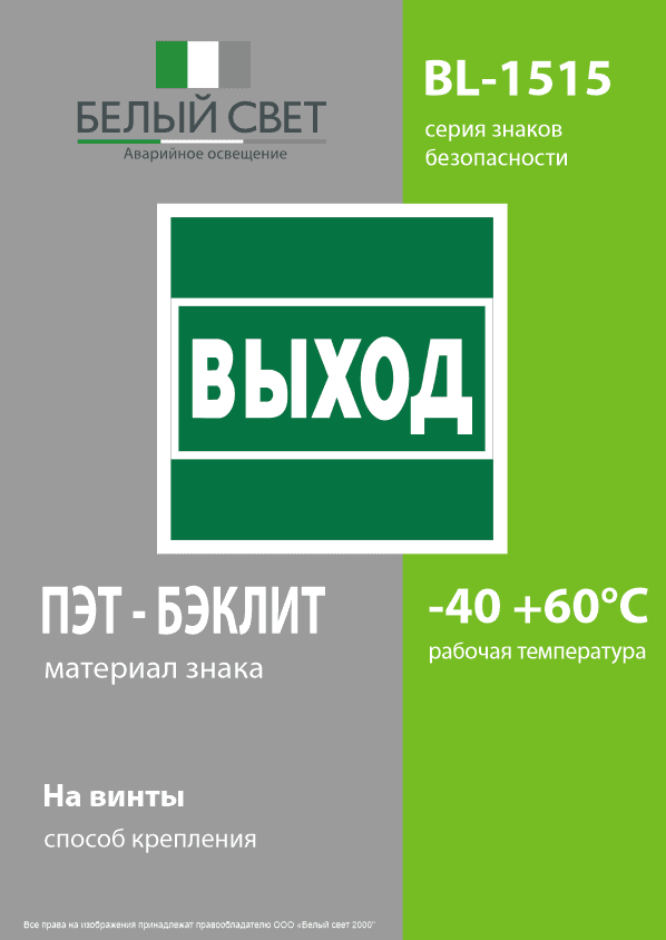 Знак безопасности BL-1515.E22''Выход''
