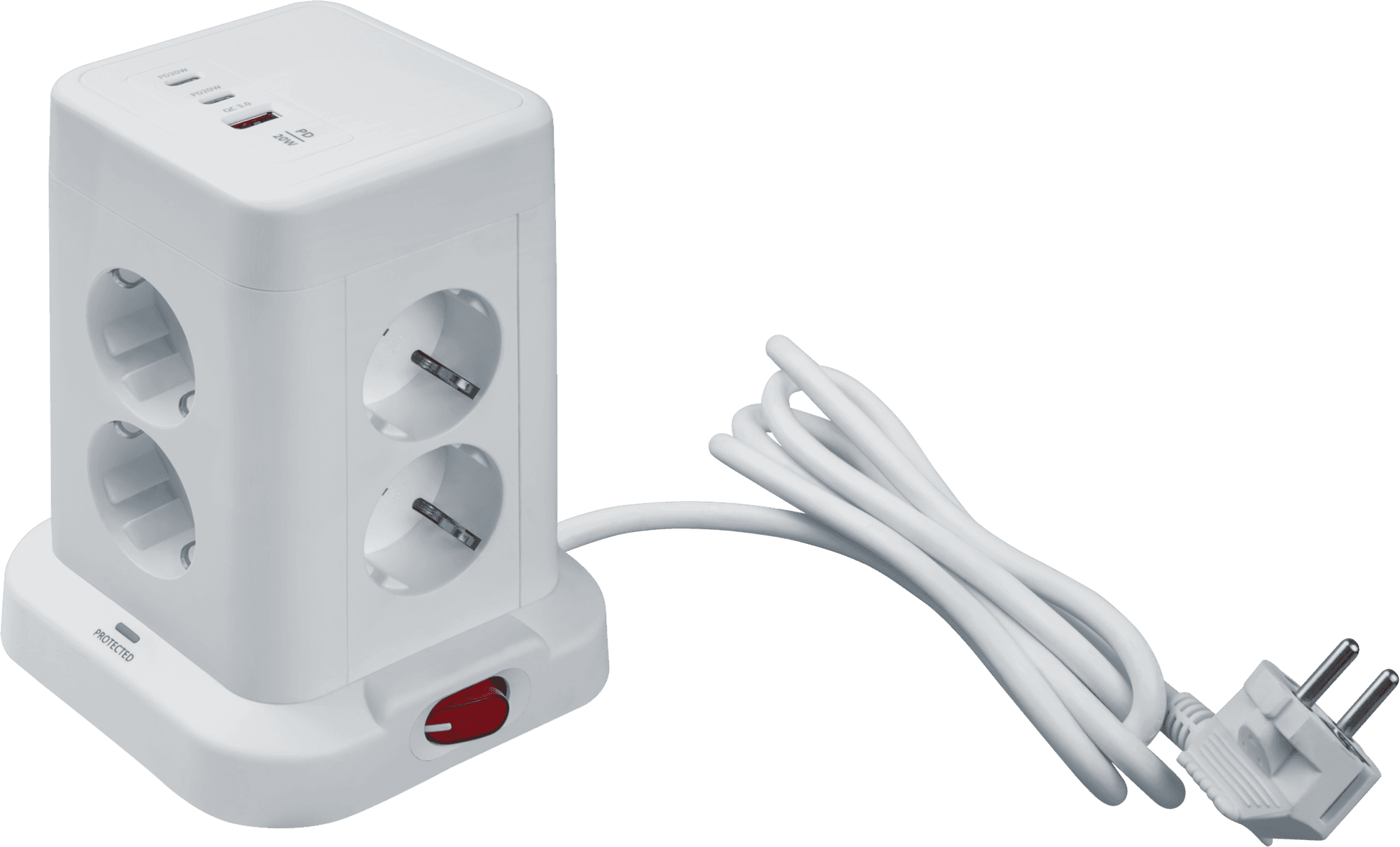 Сетевой фильтр NSP-USB-08-180-ESC-3x1-PD20W 8 розеток с/з 1,8м ПВС 3х1мм 1хUSB-A+2xUSB-C быстрая зарядка