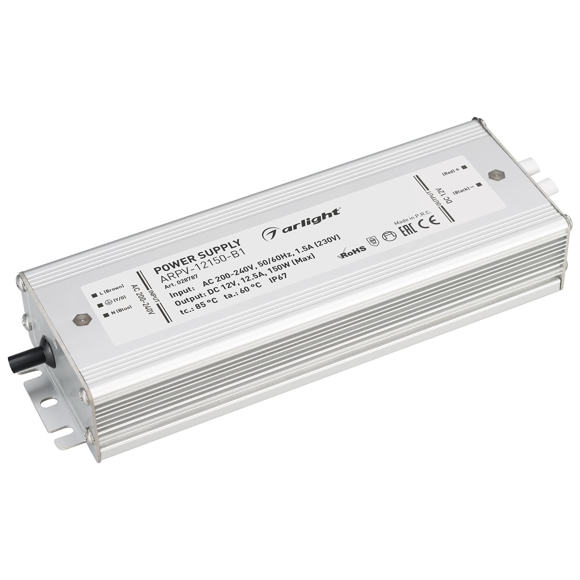 Блок питания ARPV-12150-B1 (12V, 12,5A, 150W) (ARL, IP67 Металл, 3 года)