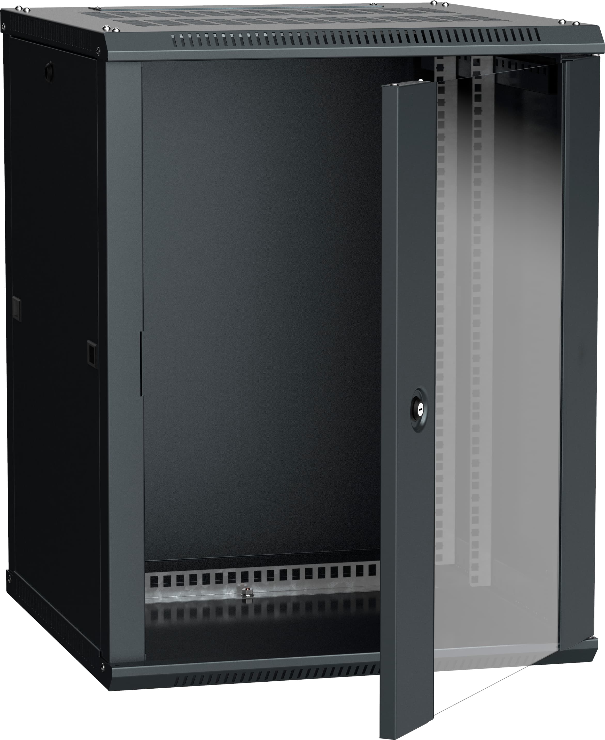 Шкаф настенный 19' LINEA W 18U 600x600мм стеклянная дверь RAL9005