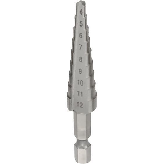 Сверло ступенчатое HSS с прямым желобком, 4-12x65, 1/4''