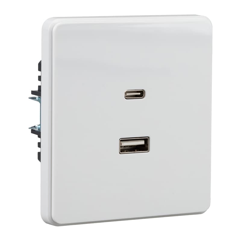Розетка USB ROUND A+C 3А функция быстрой зарядки механизм перламутр