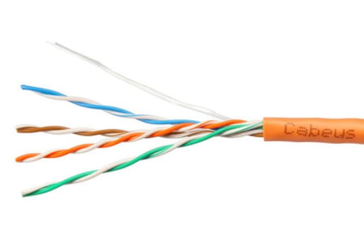 Витая пара UTP (U/UTP), категория 5e, 4 пары (24 AWG), одножильный, PVC нг(А)-LS, оранжевый (25 м)