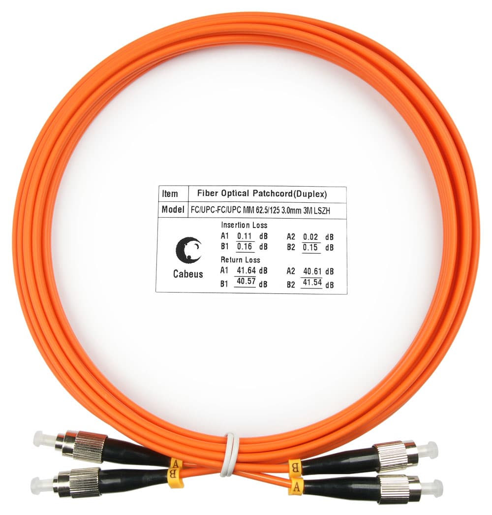 Патч-корд оптический duplex 3м FC-FC 62,5/125MM LSZH