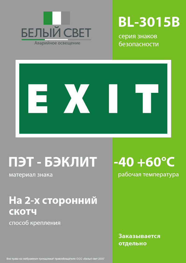 Знак безопасности BL-3015B.E25''EXIT''