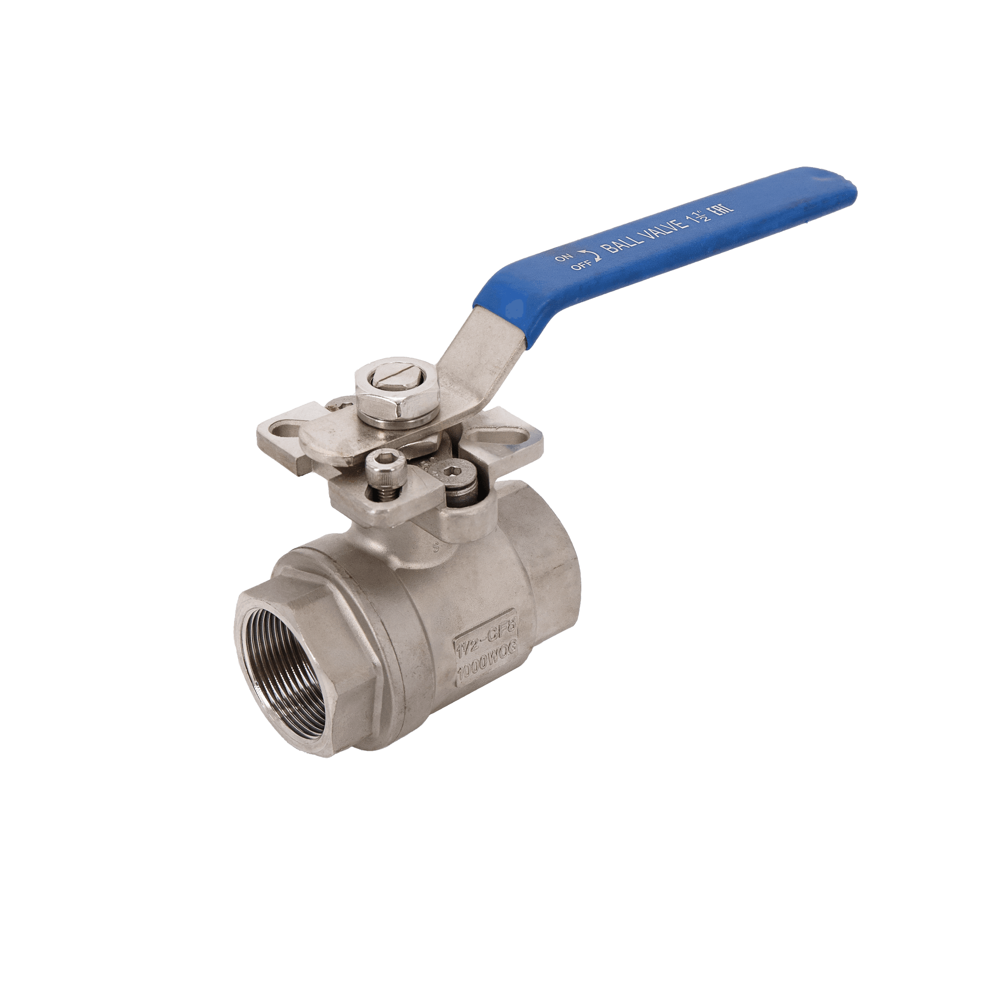Кран шаровый муфтовый под привод нержавеющий (2PC), AISI304 DN40 (1 1/2'), (CF8), PN40