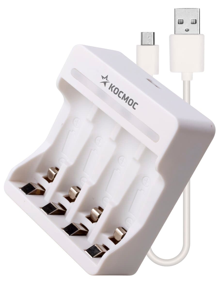 Зарядное устройство 1-4 AA/AAA питание от USB шнура, КОСМОС