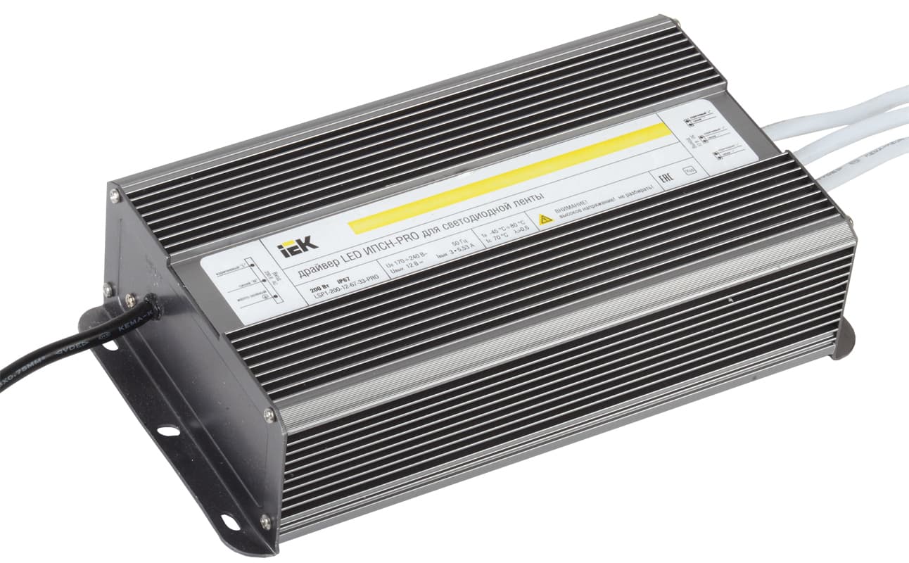 Драйвер LED ИПСН-PRO 200Вт 12 В блок- шнуры IP67